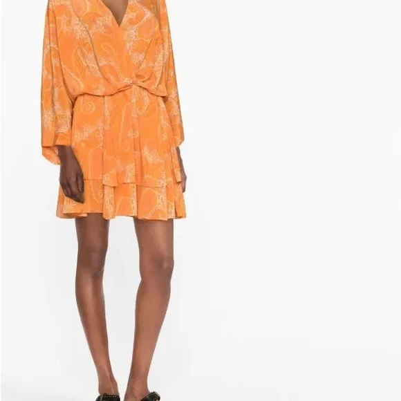 Zadig & Voltaire Hailey Paisley Silk Dress Orange – Size Small – Worn Once